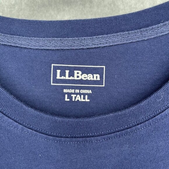 LL Bean Mens Long Sleeve Bean Boot Graphic Shirt Size L Tall Blue Outdoor GORP - Picture 4 of 10